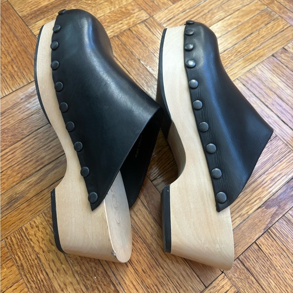 COS Napa Leather Clogs with Sustainab Wooden Sole with Tonal Studs Black Size 8 - Picture 6 of 9